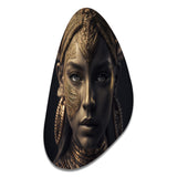 Bohemian Woman Traditional Headdress Vintage Gold I - Asymmetric Metal Wall Art