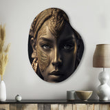 Bohemian Woman Traditional Headdress Vintage Gold I - Asymmetric Metal Wall Art