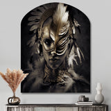 Bohemian Woman Traditional Headdress Vintage Gold III - Asymmetric Metal Wall Art