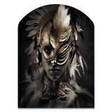 Bohemian Woman Traditional Headdress Vintage Gold III - Asymmetric Metal Wall Art