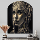 Bohemian Woman Traditional Headdress Vintage Gold V - Asymmetric Metal Wall Art