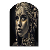 Bohemian Woman Traditional Headdress Vintage Gold V - Asymmetric Metal Wall Art