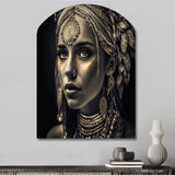 Bohemian Woman Traditional Headdress Vintage Gold V - Asymmetric Metal Wall Art