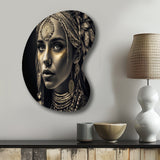 Bohemian Woman Traditional Headdress Vintage Gold V - Asymmetric Metal Wall Art