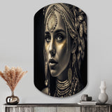 Bohemian Woman Traditional Headdress Vintage Gold V - Asymmetric Metal Wall Art