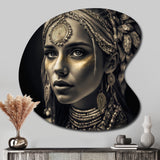 Bohemian Woman Traditional Headdress Vintage Gold V - Asymmetric Metal Wall Art