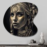 Bohemian Woman Traditional Headdress Vintage Gold V - Asymmetric Metal Wall Art