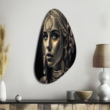 Bohemian Woman Traditional Headdress Vintage Gold V - Asymmetric Metal Wall Art