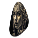 Bohemian Woman Traditional Headdress Vintage Gold V - Asymmetric Metal Wall Art