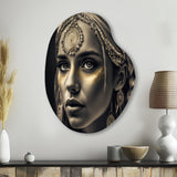 Bohemian Woman Traditional Headdress Vintage Gold V - Asymmetric Metal Wall Art