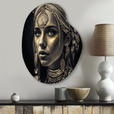 Bohemian Woman Traditional Headdress Vintage Gold V - Asymmetric Metal Wall Art