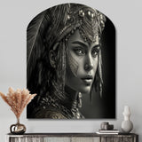 Black And White Bohemian Woman IV - Asymmetric Metal Wall Art