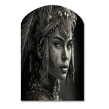 Black And White Bohemian Woman IV - Asymmetric Metal Wall Art