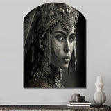 Black And White Bohemian Woman IV - Asymmetric Metal Wall Art