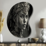 Black And White Bohemian Woman IV - Asymmetric Metal Wall Art