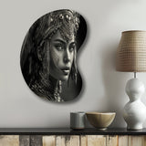 Black And White Bohemian Woman IV - Asymmetric Metal Wall Art