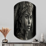 Black And White Bohemian Woman IV - Asymmetric Metal Wall Art