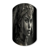 Black And White Bohemian Woman IV - Asymmetric Metal Wall Art