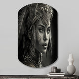 Black And White Bohemian Woman IV - Asymmetric Metal Wall Art