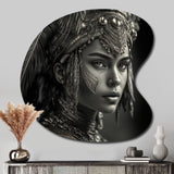 Black And White Bohemian Woman IV - Asymmetric Metal Wall Art