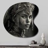 Black And White Bohemian Woman IV - Asymmetric Metal Wall Art