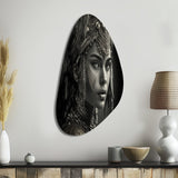 Black And White Bohemian Woman IV - Asymmetric Metal Wall Art