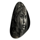 Black And White Bohemian Woman IV - Asymmetric Metal Wall Art