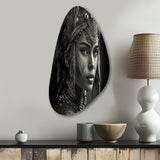 Black And White Bohemian Woman IV - Asymmetric Metal Wall Art