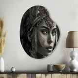 Black And White Bohemian Woman IV - Asymmetric Metal Wall Art