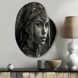 Black And White Bohemian Woman IV - Asymmetric Metal Wall Art