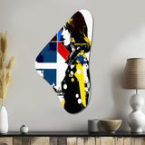 Street Art Profile In Yellow Blue And Red - Asymmetric Metal Wall Art