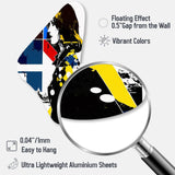 Street Art Profile In Yellow Blue And Red - Asymmetric Metal Wall Art