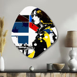 Street Art Profile In Yellow Blue And Red - Asymmetric Metal Wall Art