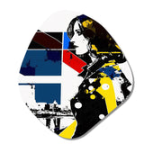 Street Art Profile In Yellow Blue And Red - Asymmetric Metal Wall Art