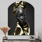 Exquisite Beauty In Black And Gold VI - Asymmetric Metal Wall Art