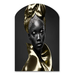 Exquisite Beauty In Black And Gold VI - Asymmetric Metal Wall Art