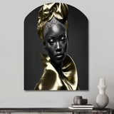 Exquisite Beauty In Black And Gold VI - Asymmetric Metal Wall Art