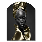 Exquisite Beauty In Black And Gold VI - Asymmetric Metal Wall Art