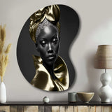 Exquisite Beauty In Black And Gold VI - Asymmetric Metal Wall Art