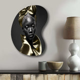 Exquisite Beauty In Black And Gold VI - Asymmetric Metal Wall Art