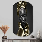 Exquisite Beauty In Black And Gold VI - Asymmetric Metal Wall Art