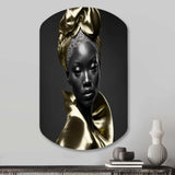 Exquisite Beauty In Black And Gold VI - Asymmetric Metal Wall Art