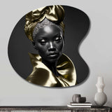 Exquisite Beauty In Black And Gold VI - Asymmetric Metal Wall Art