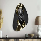 Exquisite Beauty In Black And Gold VI - Asymmetric Metal Wall Art