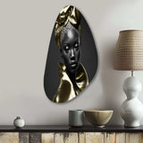 Exquisite Beauty In Black And Gold VI - Asymmetric Metal Wall Art