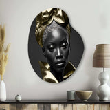 Exquisite Beauty In Black And Gold VI - Asymmetric Metal Wall Art