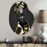 Exquisite Beauty In Black And Gold VI - Asymmetric Metal Wall Art