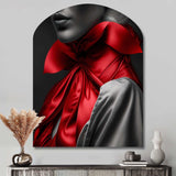 Elegant Retro Allure In Black And Red II - Asymmetric Metal Wall Art