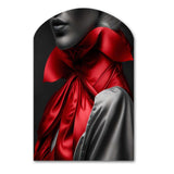 Elegant Retro Allure In Black And Red II - Asymmetric Metal Wall Art