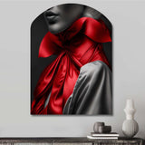 Elegant Retro Allure In Black And Red II - Asymmetric Metal Wall Art